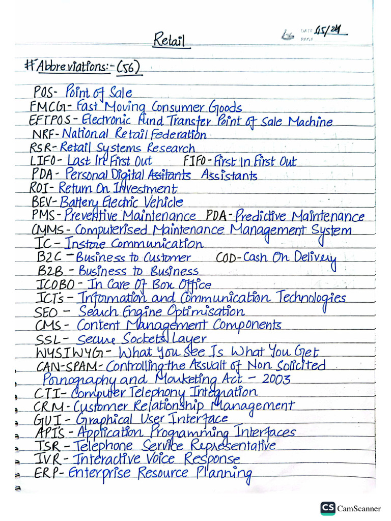 Abbreviations Retail PDF