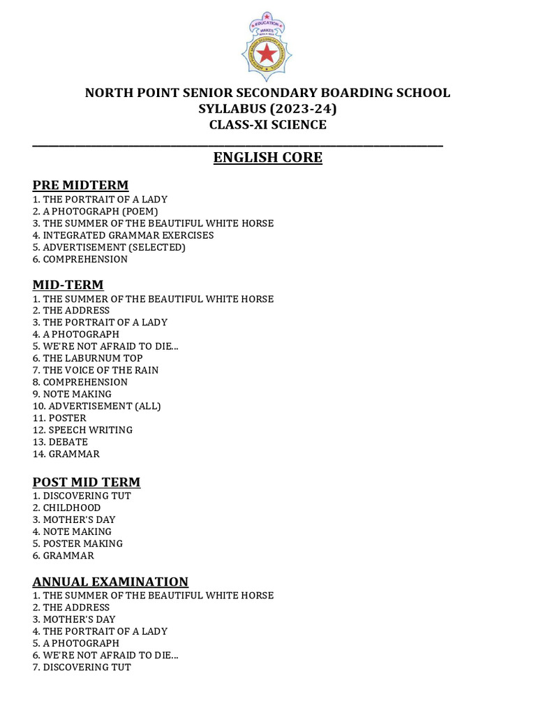 North point syllabus | PDF