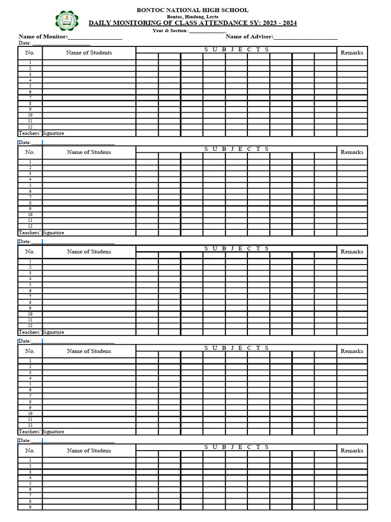 Daily Monitoring Form | PDF | Philippines