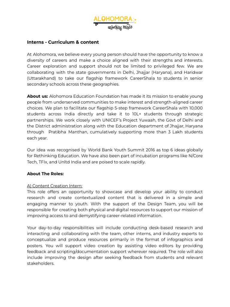Jd interns curriculum design and content design and creation
