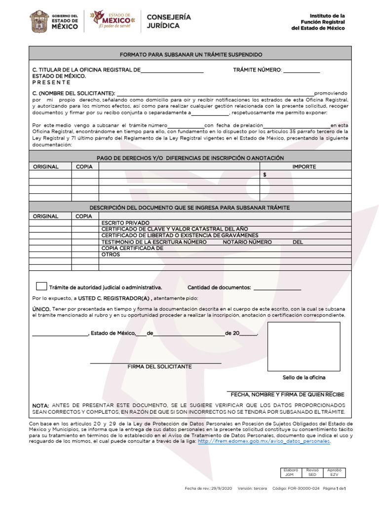Formato para subsanar trámite IFREM | PDF | Justicia | Crimen y violencia