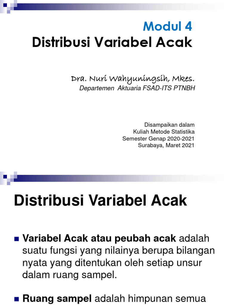 Distribusi Variabel Acak (Modul 4) | PDF