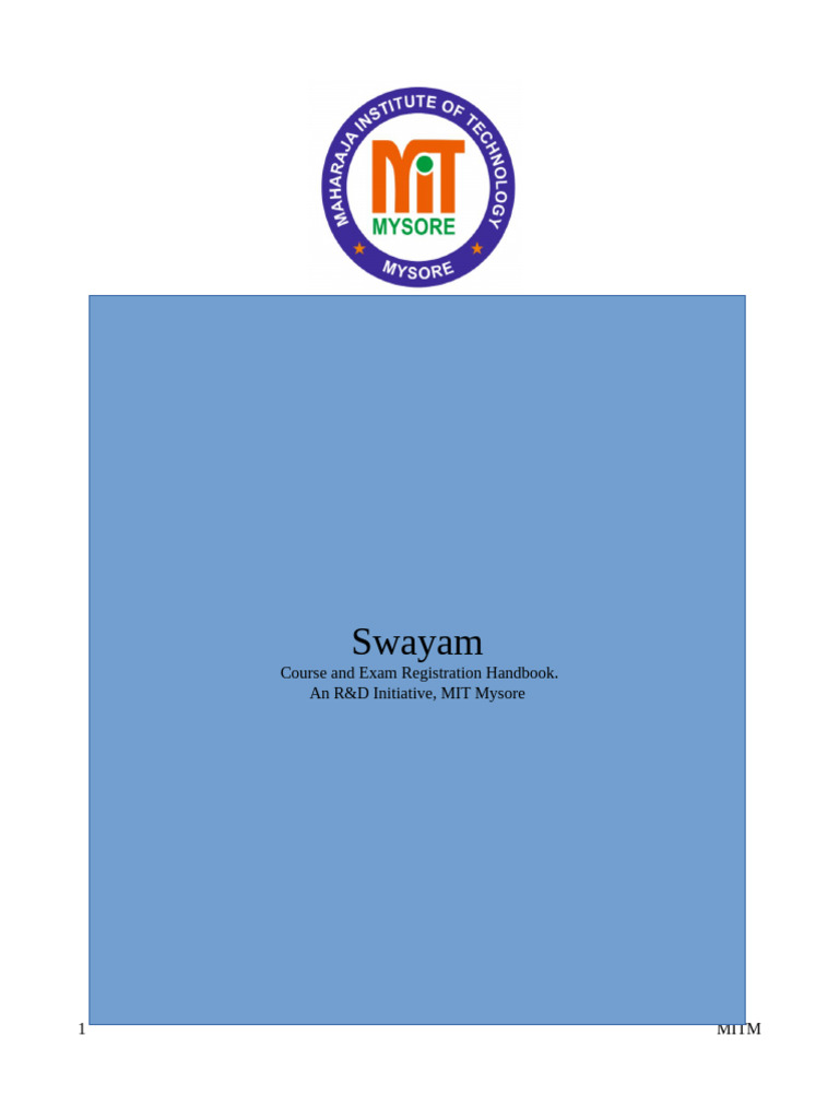 Swayam Course and Exam Registration Guide | PDF