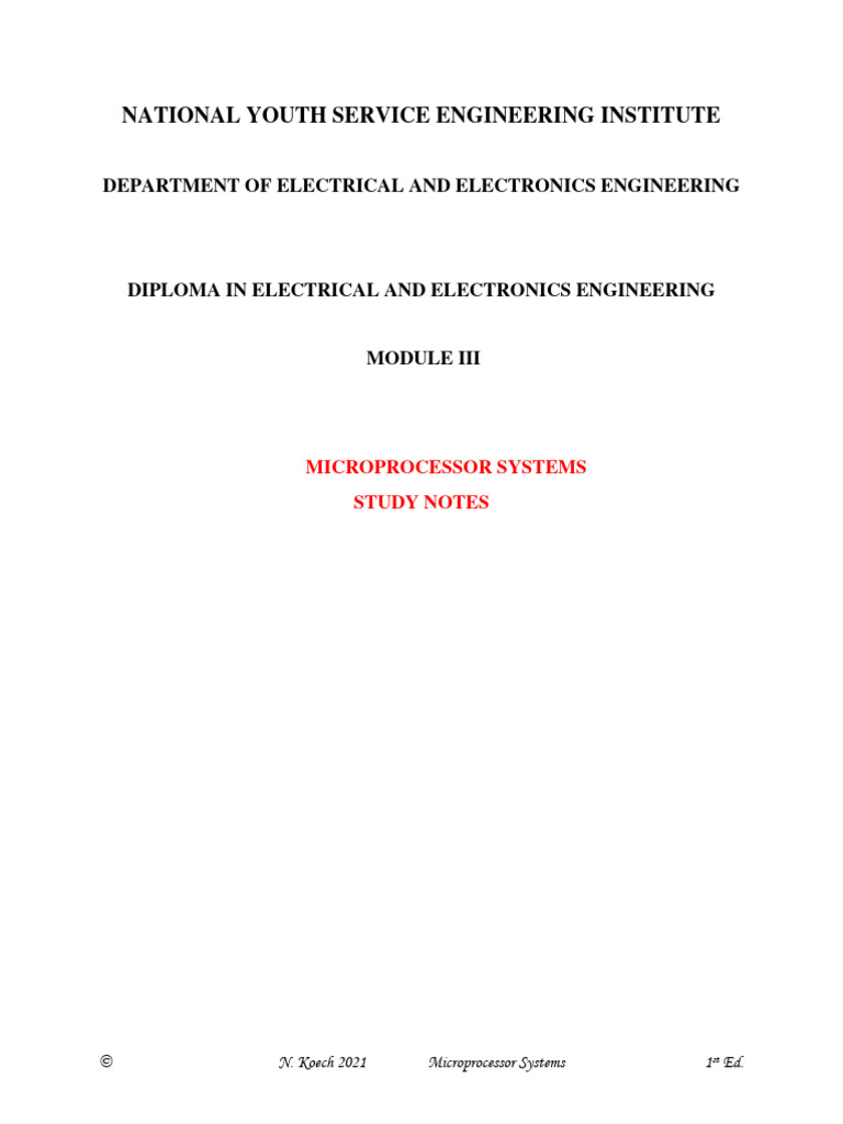 Microprocessor Systems Study Notes | PDF | Microprocessor | Central ...