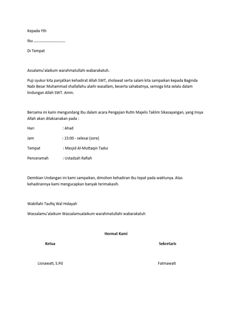 Undangan Majelis Taklim | PDF