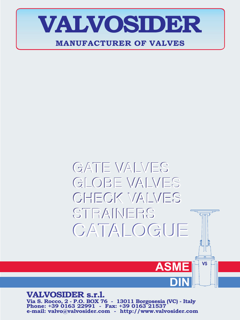 Valvosider Catalog Pdf Valve Mechanical Engineering
