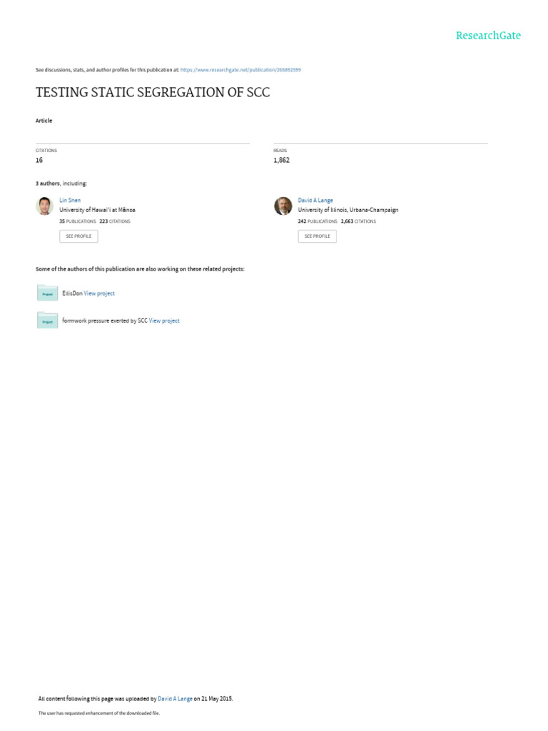 SCC Segregation Testing Methods | PDF | Concrete | Secondary Sector Of ...