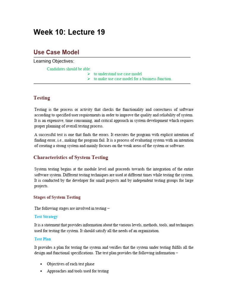 Week10 Lecture19 Testing | PDF | Software Testing | Specification ...