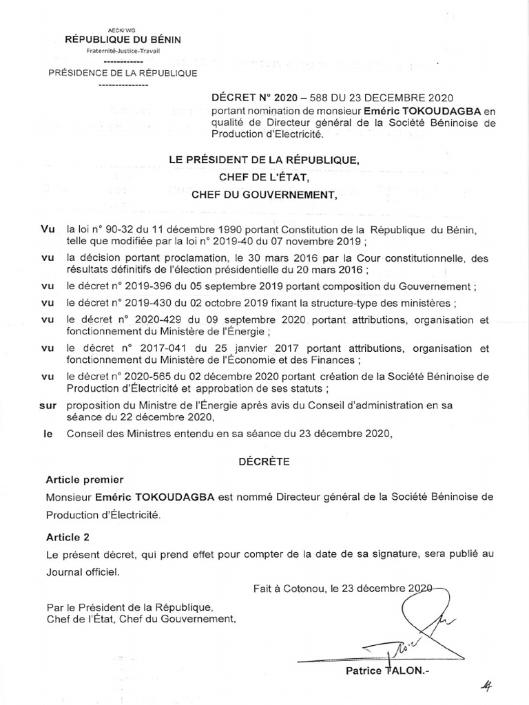 Decret 2020 588 | PDF | Gouvernement | Gouvernance
