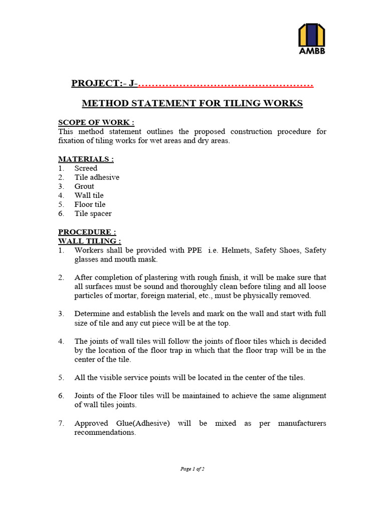 Tiling Works Pdf Adhesive Tile