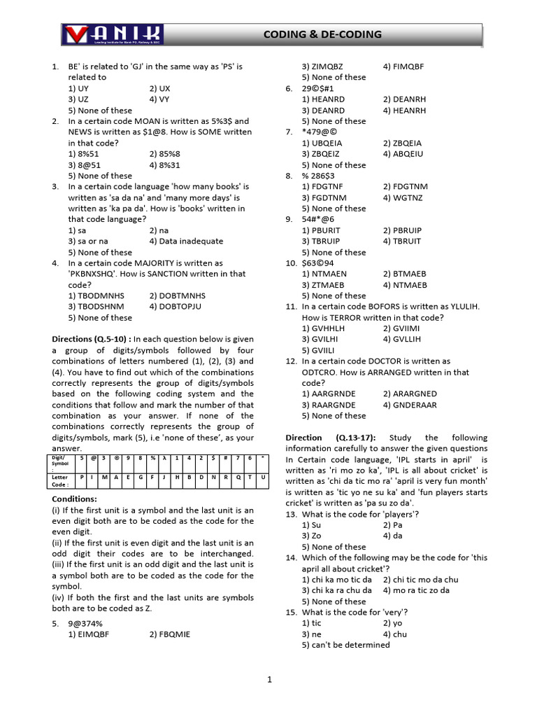 Coding and Decoding Questions Guide | PDF | Linguistics | Communication