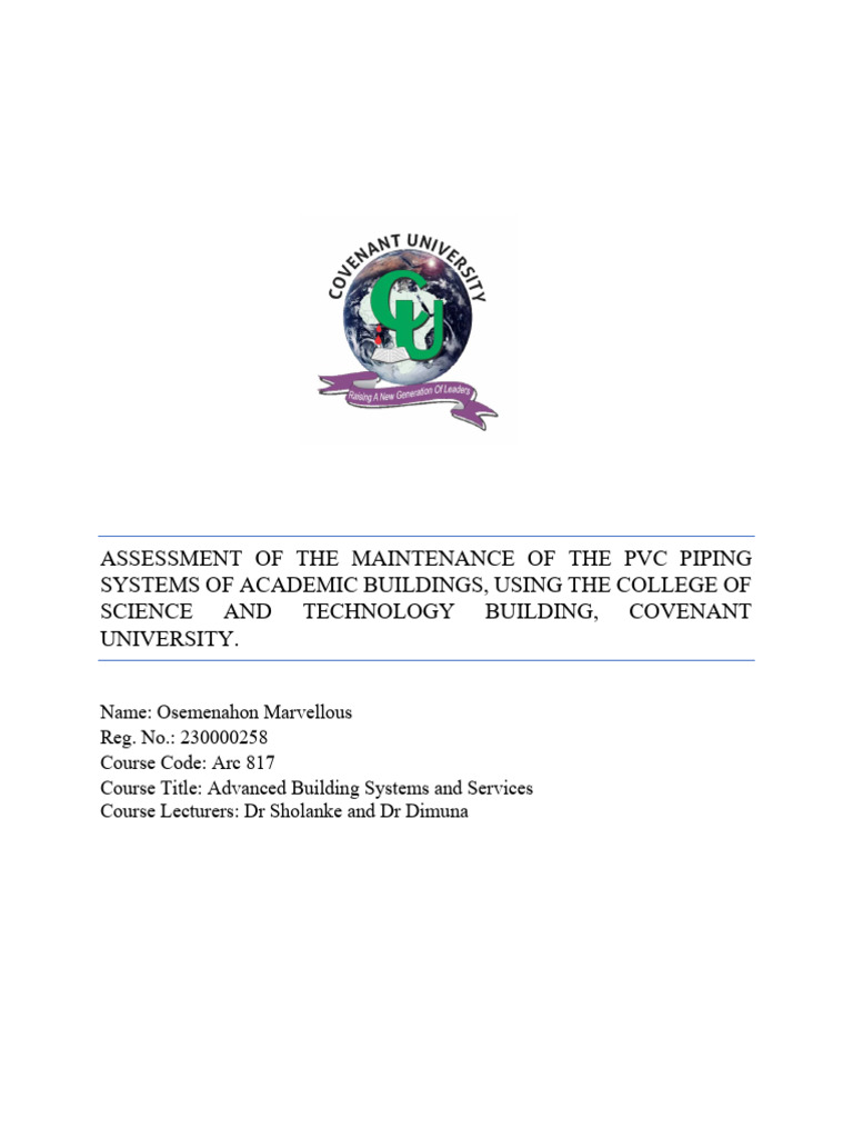 PVC Piping Maintenance in Academic Buildings | PDF | Polyvinyl Chloride ...