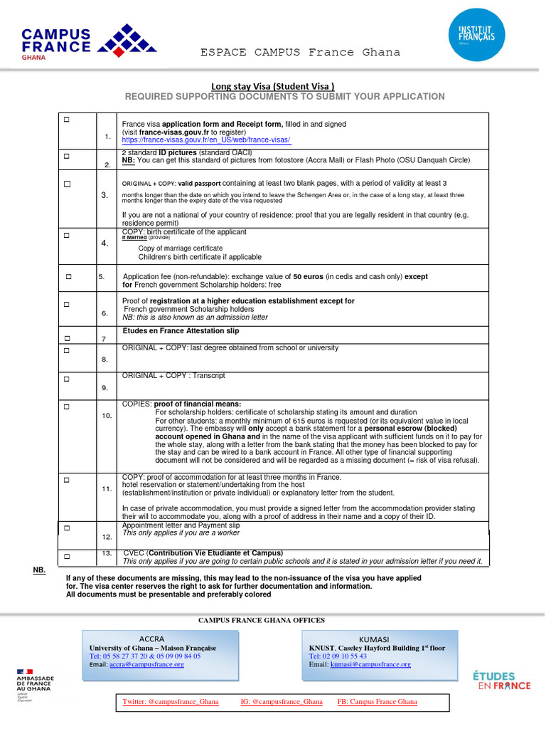 Official Student Visa Checklist En Pdf Travel Visa Birth Certificate