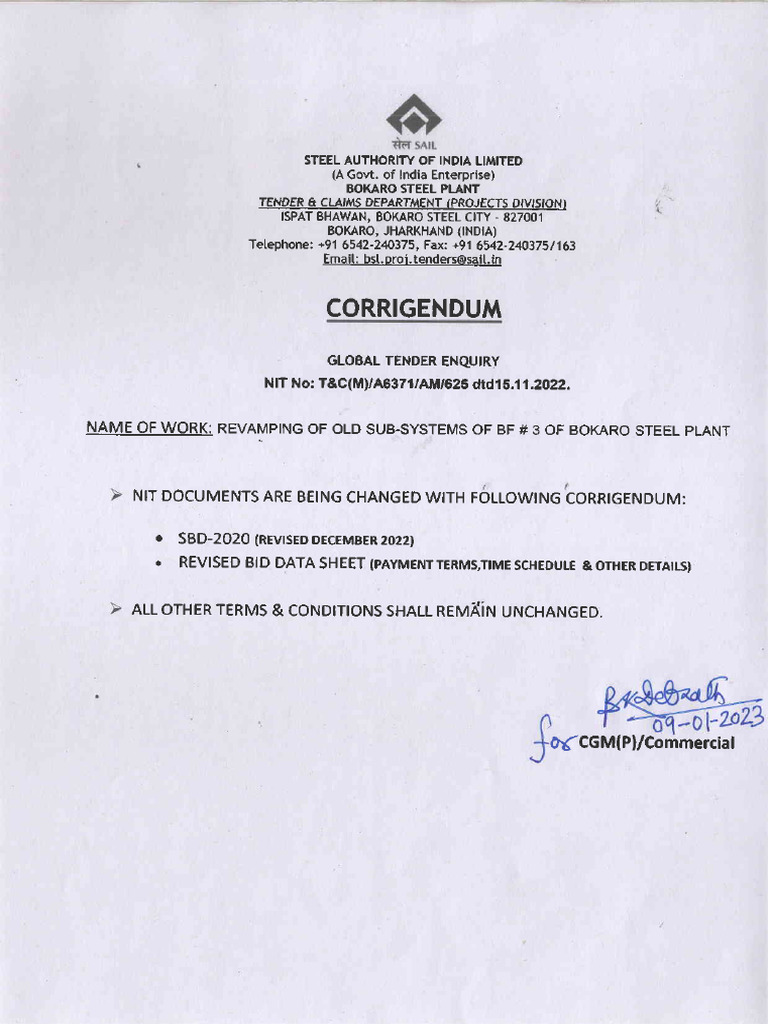 B. Corrigendum Dated 09.01.2023 | PDF | Technology & Engineering