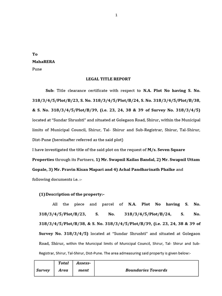 Title Report For Seven Square Properties | PDF | Mortgage Loan ...