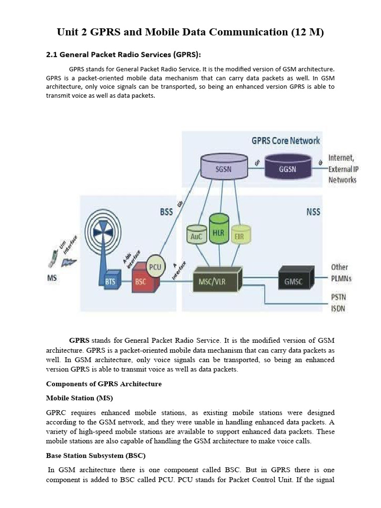 GPRS Architecture and Mobile Data Services | PDF