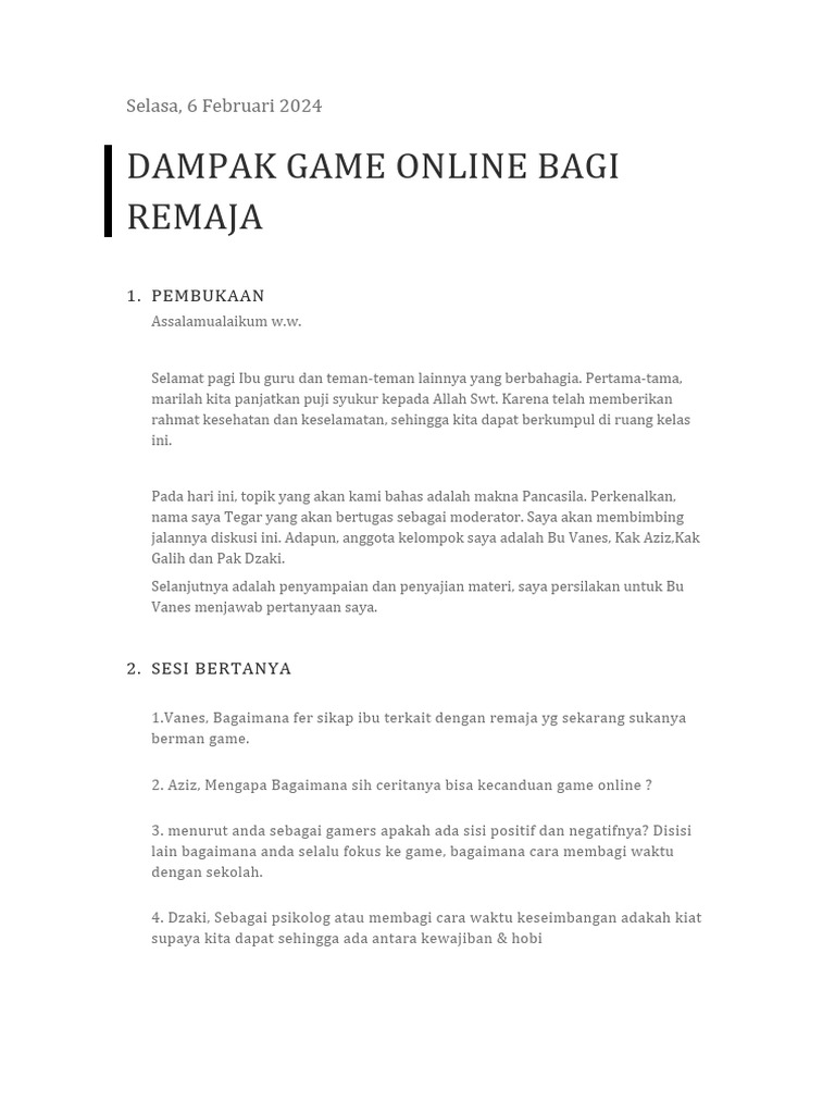 Dampak Game Online Bagi Remaja PDF
