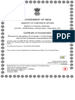 Certificate of Incropration