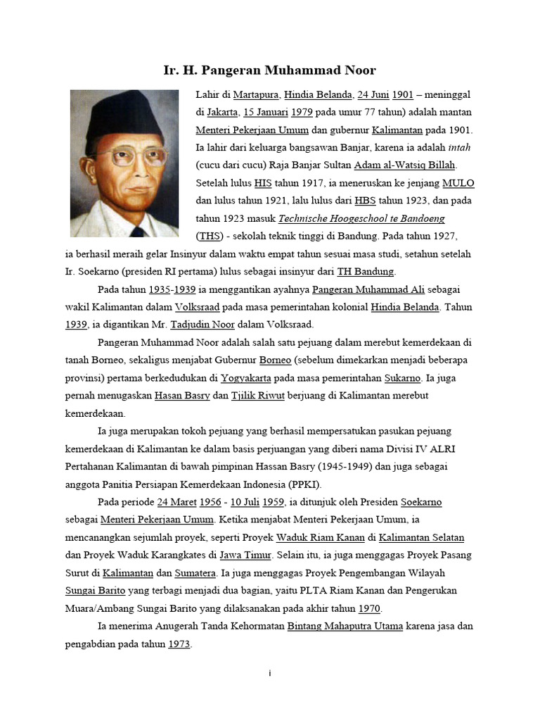 Pangeran Muhammad Noor: Gubernur Pertama Kalimantan | PDF