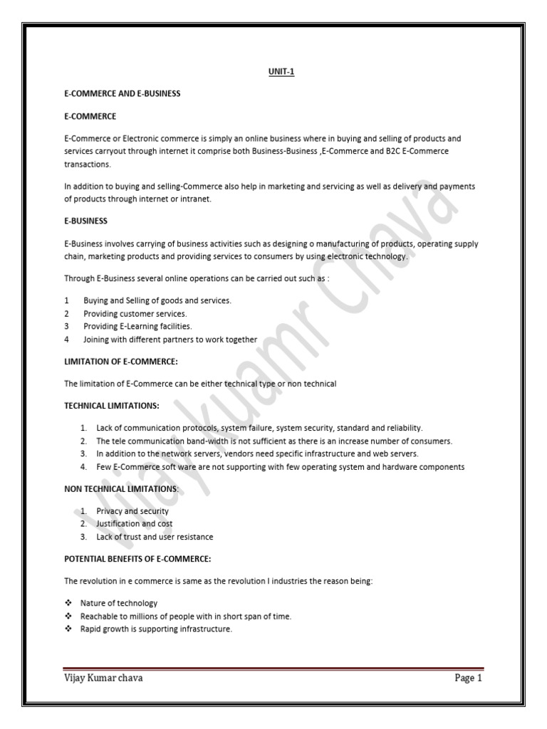 E Commerce Unit 1 Download Free Pdf E Commerce Electronic Business