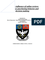 A Study On Influence of Online Reviews On Consumer Purchasing Behavior and Decision Making