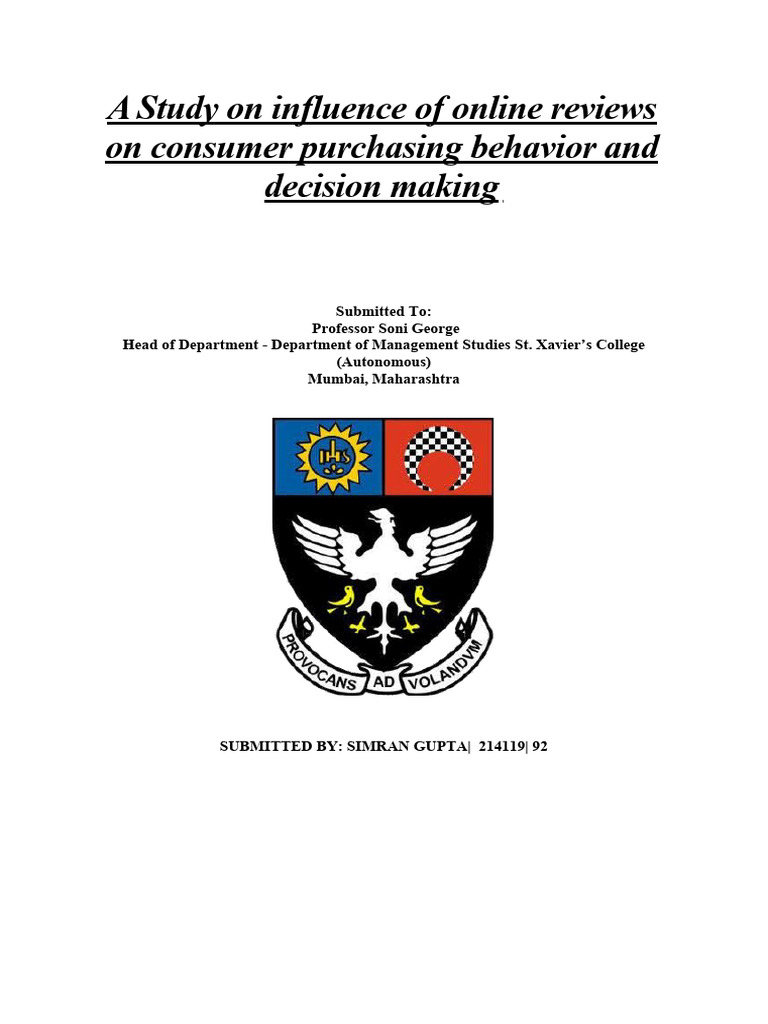 Online Reviews and Consumer Behavior Insights | PDF | Behavior ...
