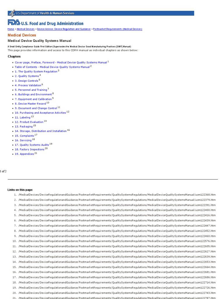 Medical Device Quality Systems Manual PDF Quality Management System Medical Device