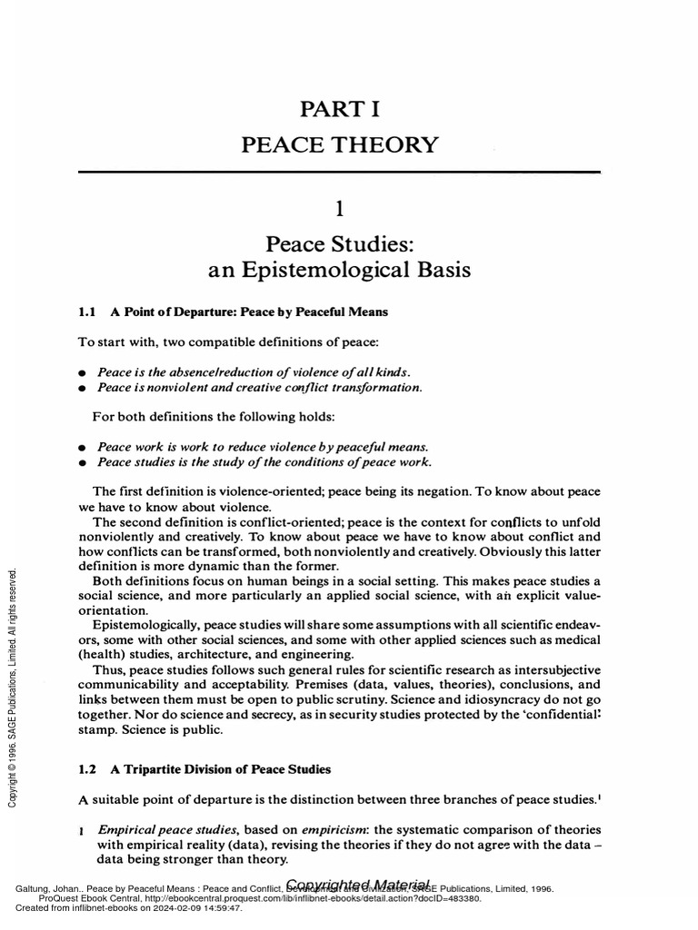 Peace by Peaceful Means Peace and Conflict Develop... - (Part I Peace ...