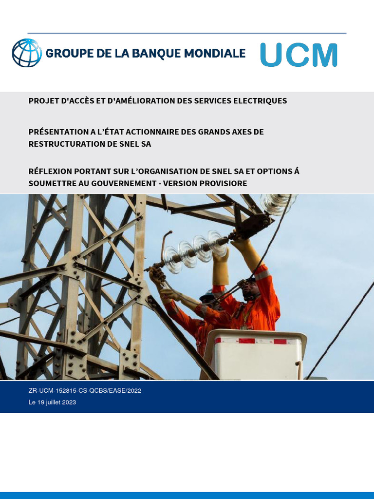 Restructuration de SNEL SA en RDC | PDF | Restructuration | Énergie ...
