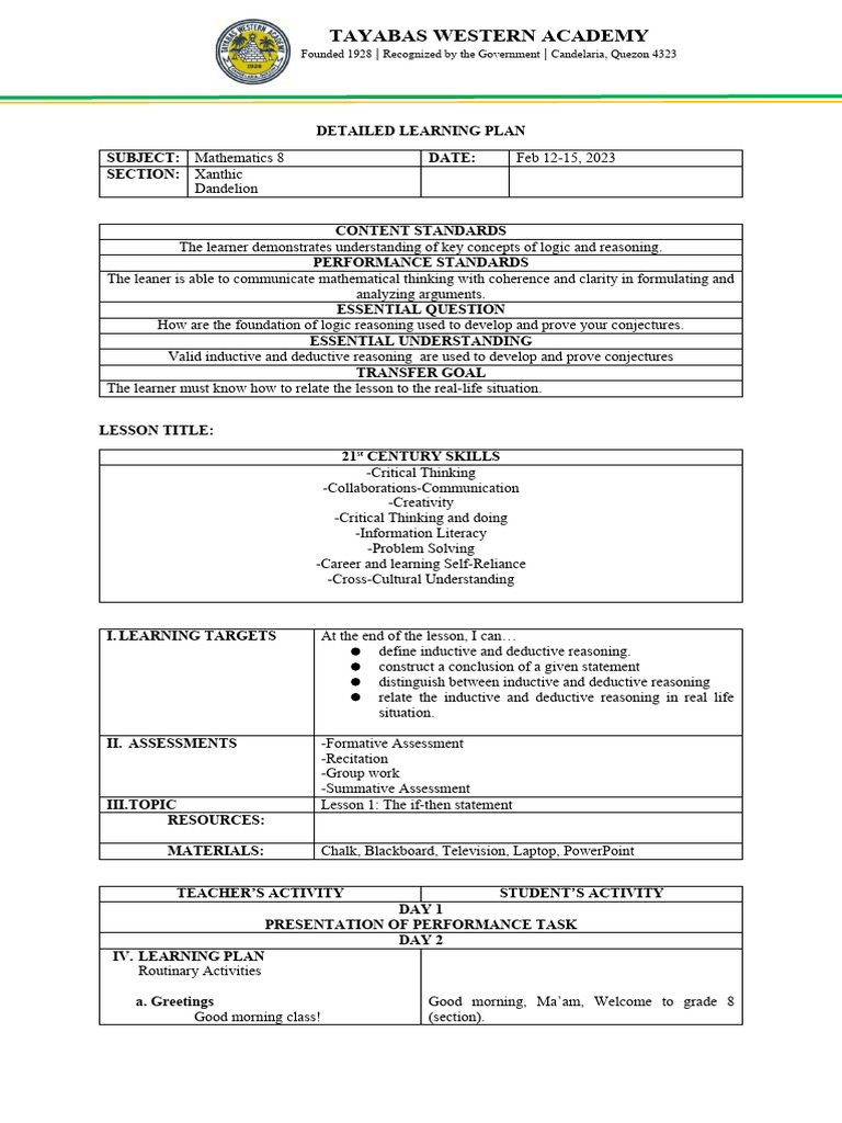 Inductive and Deductive Reasoning Guide | PDF | Deductive Reasoning ...