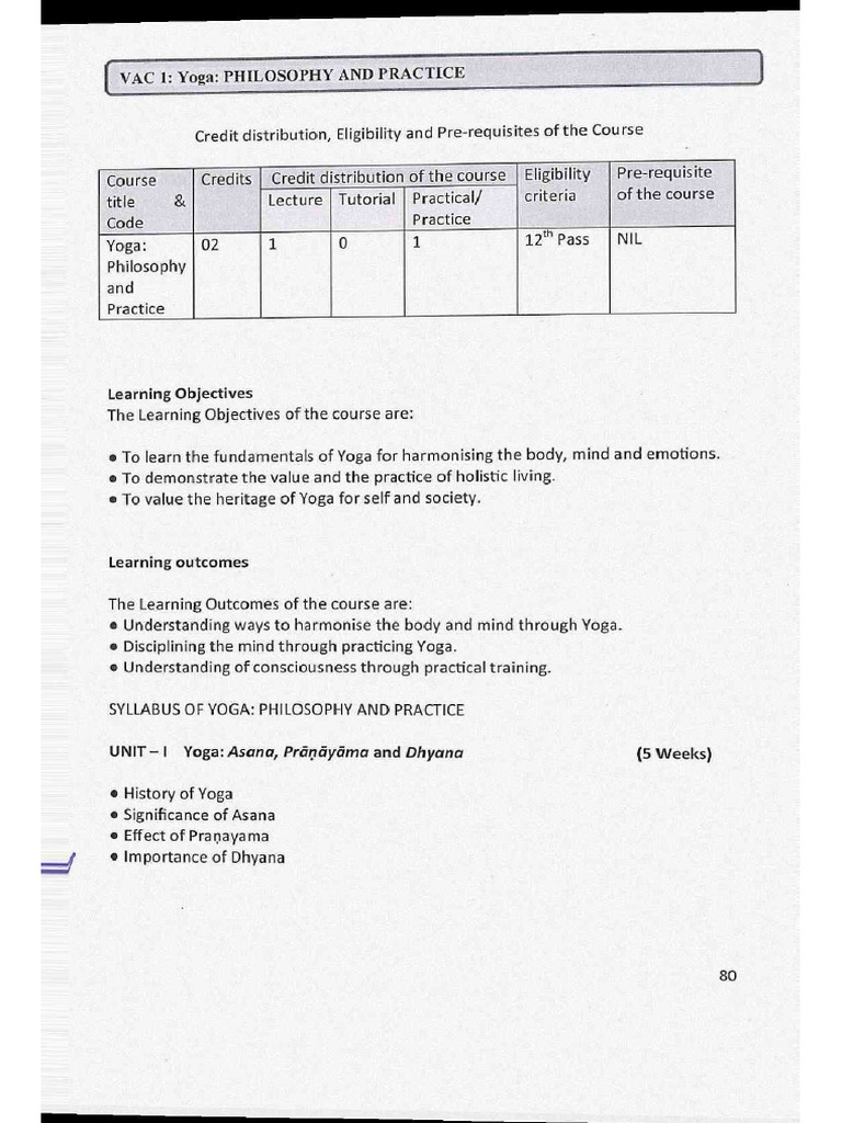 Vac Syllabus, Yoga and Practice PDF