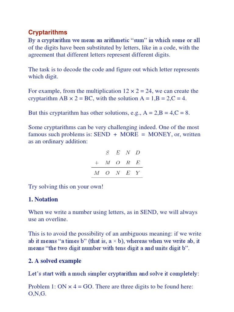 Cryptarithms | Fraction (Mathematics) | Integer