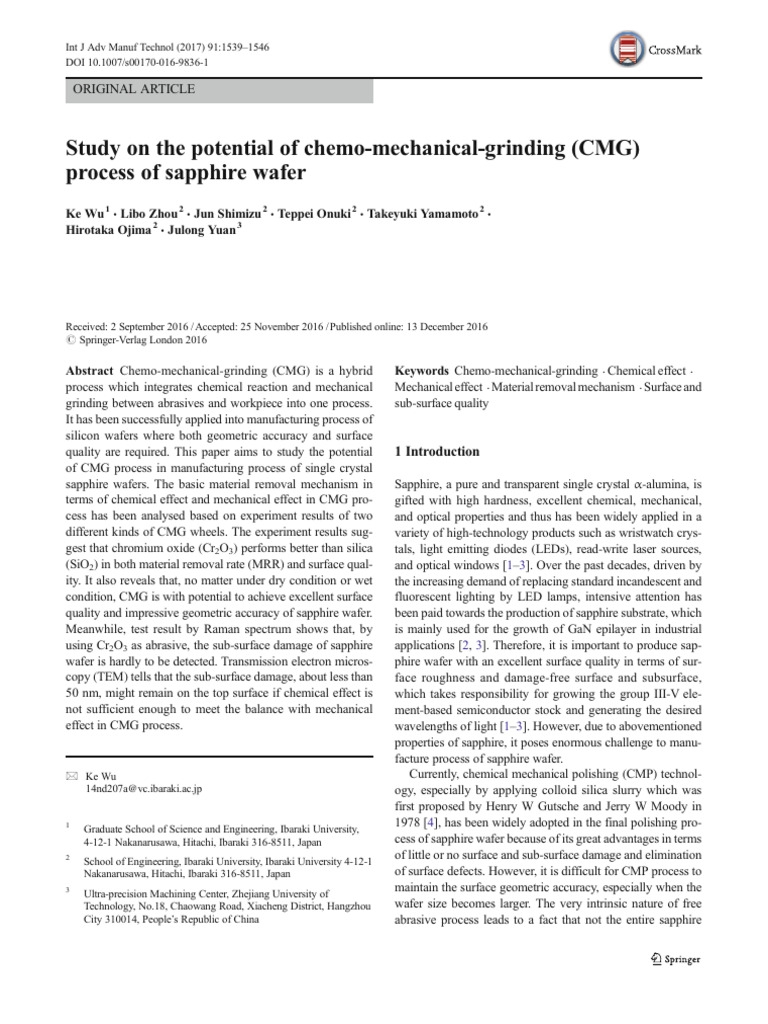 Wu 2016 | PDF | Silicon Dioxide | Grinding (Abrasive Cutting)