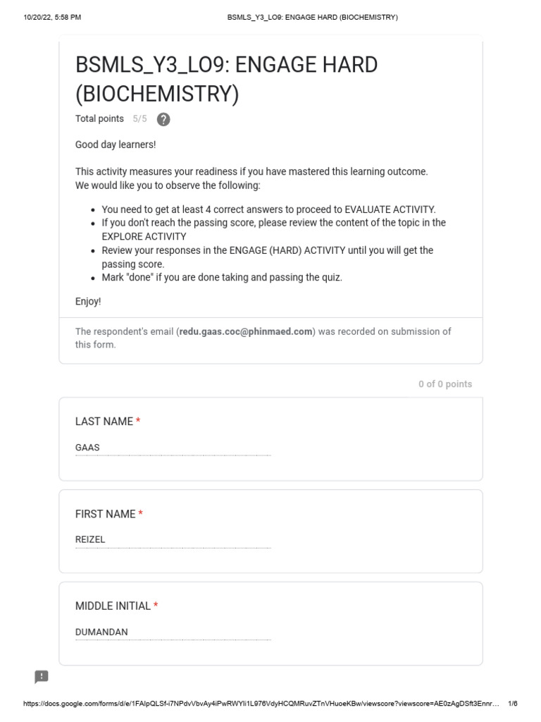 BSMLS - Y3 - Lo9 - Engage Hard (Biochemistry) | PDF | Cell Biology ...