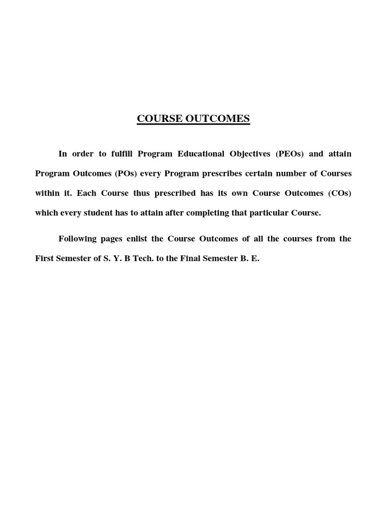 Course Outcomes for Mechanical Engineering | PDF | Fluid Mechanics ...