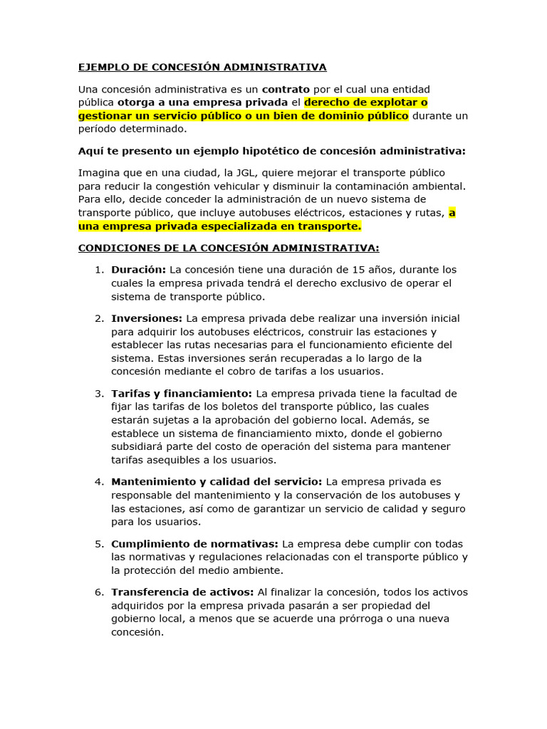Explicación de Que Es Una Concesión Administrativa | PDF | Transporte ...