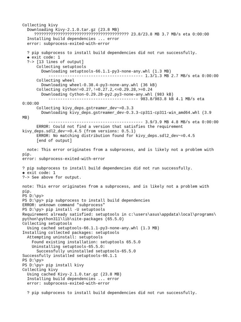 Kivy Installation Error Debugging | PDF | Software Engineering ...