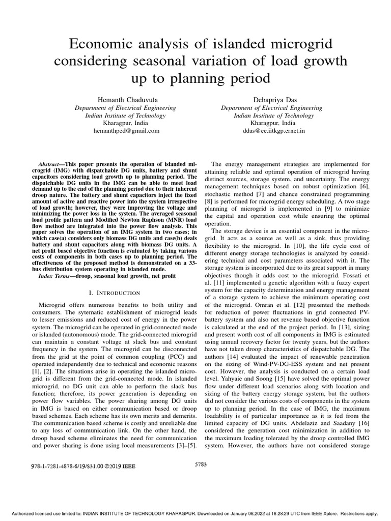 Long Term Planning of Islanded Microgrid | PDF | Distributed Generation ...