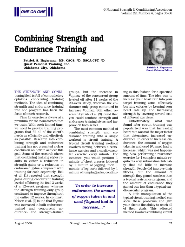 Combining Strengh and Endurance Training | PDF | Strength Training ...