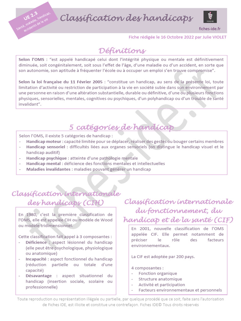 Classification internationale du handicap | PDF | Invalidité | Trouble ...