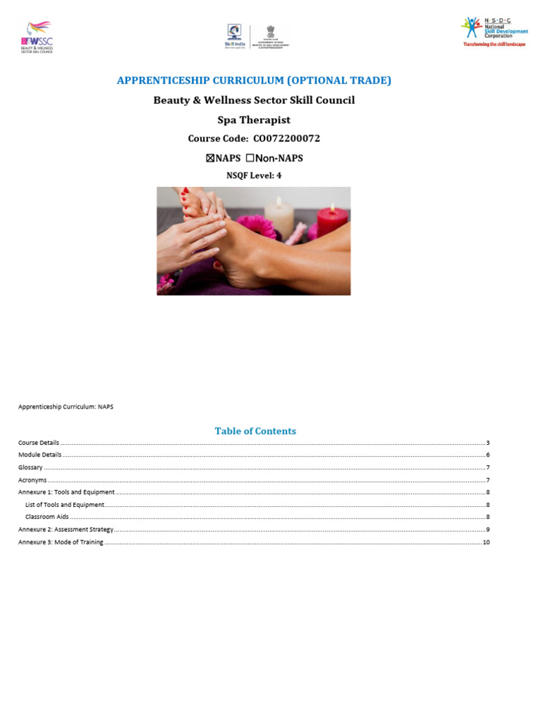 Spa Therapist Apprenticeship Curriculum | PDF | Massage | Disability