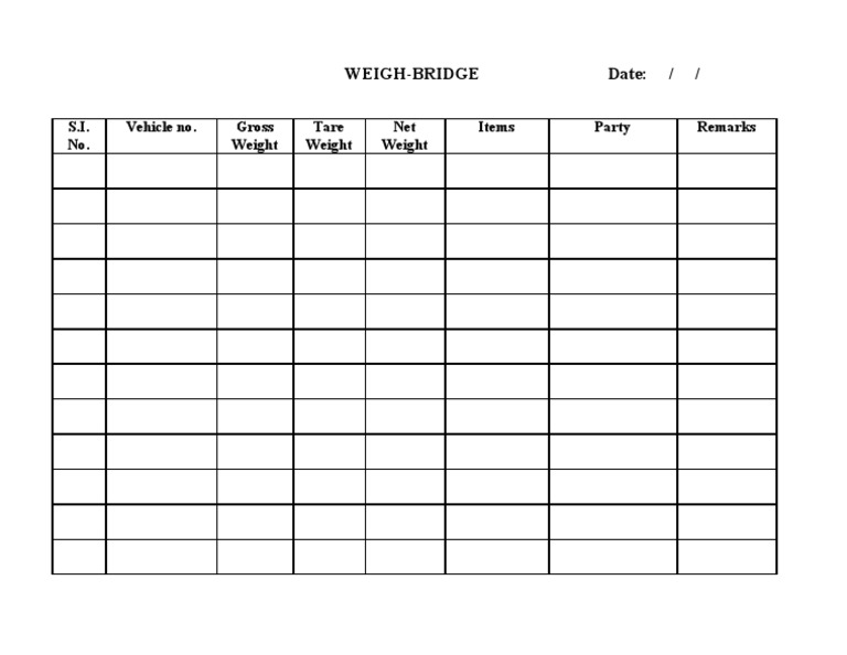Weighbridge Ticket Template | PDF