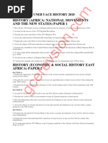 Uneb Uace History 2018