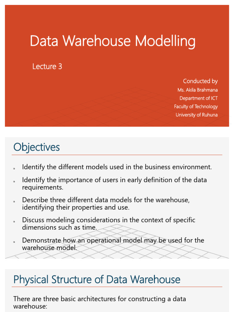 Lecture 3 Data Warehouse Modelling | PDF | Data Warehouse | Conceptual ...