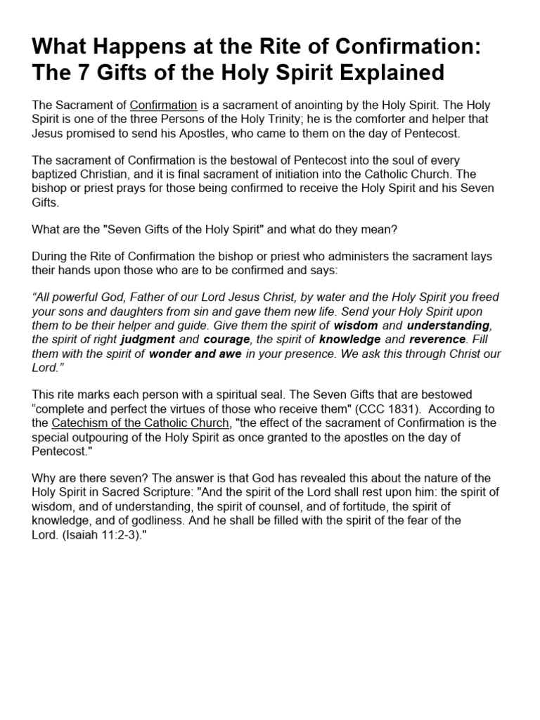 What Happens at The Rite of Confirmation PDF Confirmation Sacraments