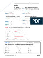 Properties of Equality Worksheet PDF