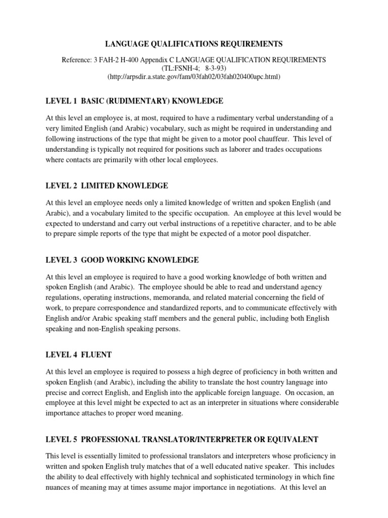 Basic English Qualification Levels | PDF | English Language | Language ...