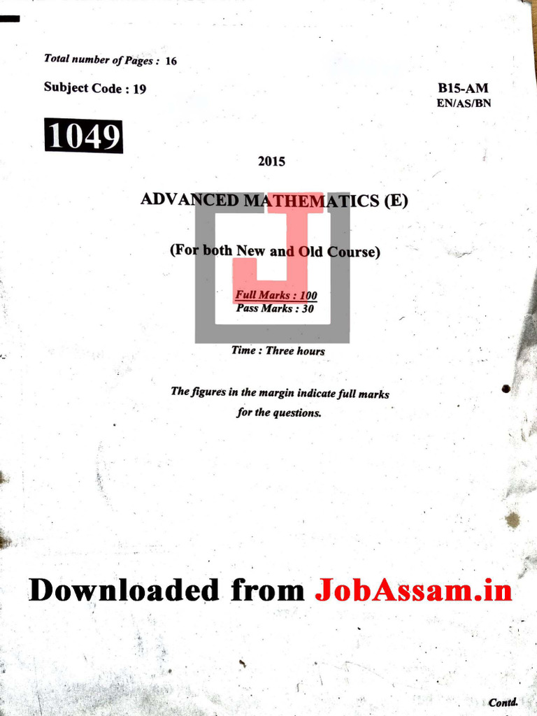Advance Mathematics 2015 | PDF