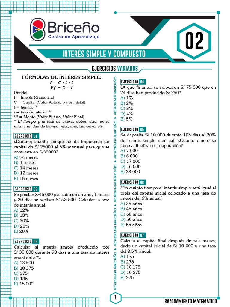 Ejercicios de Interés Simple y Compuesto | PDF | Interés | Tasas de interés