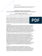 Factors Explaining The Choice of An Economics Major The Role of Student Characteristics, Personality and Perceptions of The Profession